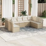vidaXL Salon de jardin avec coussins 9 Pièces beige résine tressée