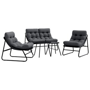 vidaXL Ensemble de salle à manger pour jardin 5 Pièces Noir Acier