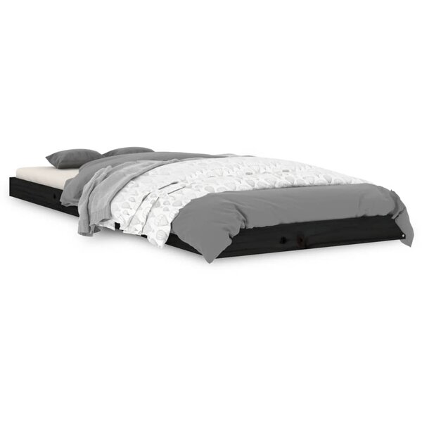vidaXL Cadre de lit noir 75x190 cm petit simple bois massif de pin