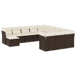 vidaXL Salon de jardin avec coussins 12 Pièces marron résine tressée