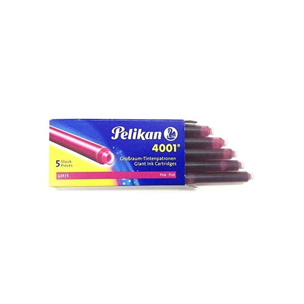 boite de 5 cartouches d'encre grand réservoir 4001 GTP/5, rose PELIKAN