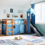 vidaXL Lit mezzanine enfants avec tour bleu 90x190 cm bois pin massif
