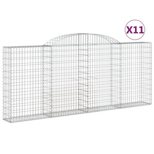 vidaXL Paniers à gabions arqués 11 Pièces 300x30x120/140 cm fer galvanisé