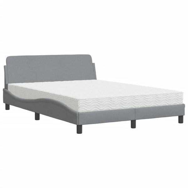 vidaXL Lit avec matelas gris clair 140x190 cm tissu