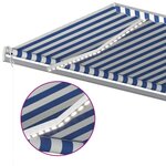 vidaXL Auvent automatique capteur de vent LED 600x350 cm Bleu et blanc
