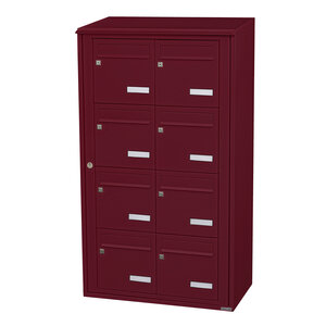 Bloc collectif leabox.com 2x4 grade 3 simple face Extérieur fixation murale Rouge pourpre RAL 3004 finition brillante