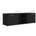 vidaXL Meuble TV Noir 120x34x37 cm Bois d’ingénierie