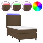 vidaXL Sommier à lattes de lit matelas LED Marron foncé 90x190cm Tissu