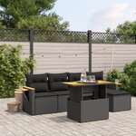 vidaXL Salon de jardin 6 Pièces avec coussins noir résine tressée