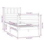 vidaXL Cadre de lit Blanc 75x190 cm Petit simple Bois massif