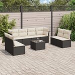 vidaXL Salon de jardin 9 Pièces avec coussins noir résine tressée