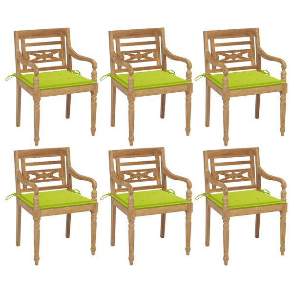 vidaXL Chaises Batavia avec coussins lot de 6 Bois de teck solide
