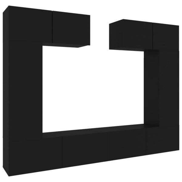 vidaXL Ensemble de meubles TV 6 Pièces Noir Bois d'ingénierie