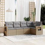 vidaXL Salon de jardin avec coussins 5 Pièces beige résine tressée