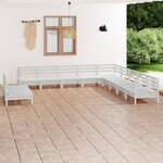 vidaXL Salon de jardin 11 Pièces Bois de pin massif Blanc