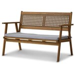 Banc de jardin LIANZA - 2 places - Acacia et résine tressée - 121 x 71 x 78 cm