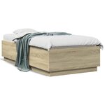 vidaXL Cadre de lit avec lumières LED chêne sonoma 75x190 cm