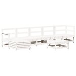 vidaXL Salon de jardin 7 Pièces Blanc Bois de pin massif