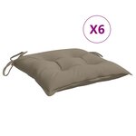 vidaXL Coussins de chaise lot de 6 taupe 50x50x7 cm tissu oxford