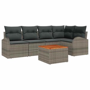 vidaXL Ensemble de canapé de jardin avec stockage 6 Pièces Gris polyrotin