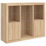 vidaXL Buffets avec lumières LED 3 Pièces chêne sonoma bois d'ingénierie