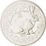 Pièce de monnaie 5 euro France 2011 argent BU – Année du Lapin