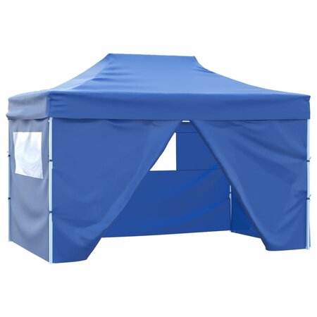 vidaXL Tente de réception pliable avec 4 parois 3x4 m Acier Bleu