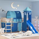 vidaXL Lit mezzanine enfants avec tour bleu 80x200cm bois pin massif