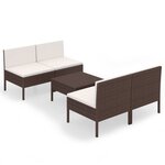 vidaXL Salon de jardin 5 Pièces avec coussins résine tressée marron