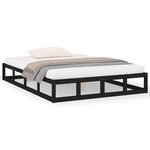 vidaXL Cadre de lit Noir 140x190 cm Bois massif