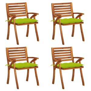 vidaXL Chaises de jardin avec coussins lot de 4 Bois de teck solide