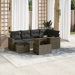 vidaXL Salon de jardin avec coussins 7 Pièces gris résine tressée