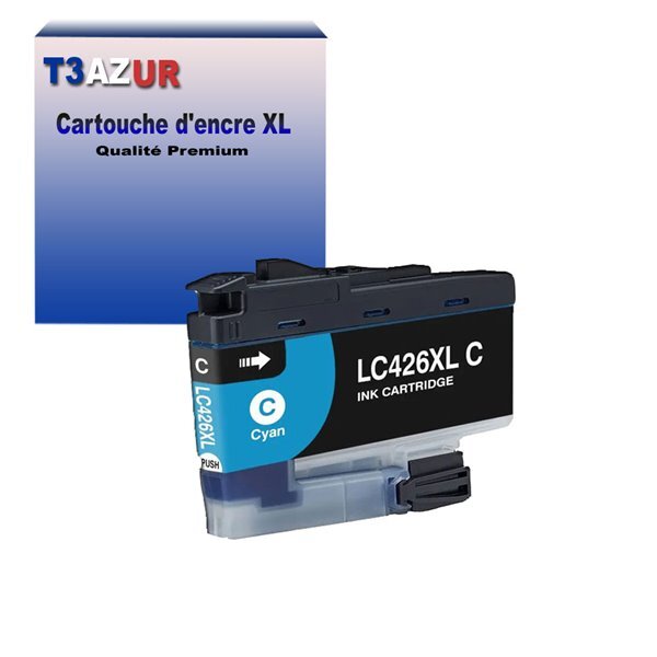T3AZUR- Cartouche compatible avec Brother LC426 XL pour Brother MFC-J4535DW  MFC-J4540DW Cyan