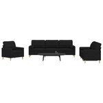 vidaXL Ensemble de canapés 3 Pièces avec coussins décoratifs noir tissu