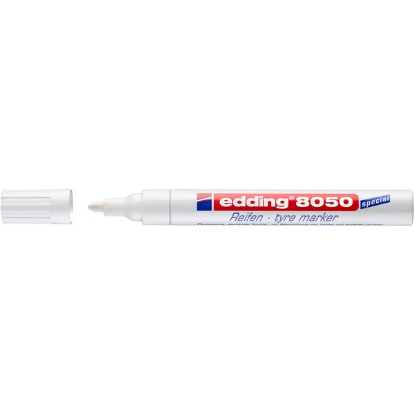 Marqueur Spécial Caoutchouc Pneu 8050 Blanc Pointe Ronde 2-4 mm x 10 EDDING
