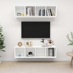 vidaXL Meubles TV muraux 2 Pièces Blanc Bois d'ingénierie