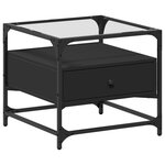 vidaXL Table basse avec dessus en verre noir 50x50x45 cm acier
