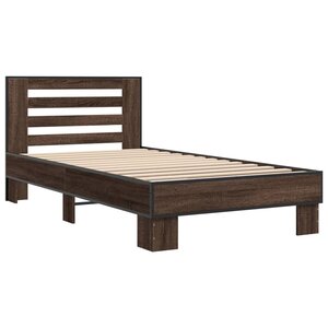 vidaXL Cadre de lit chêne marron 90x200 cm bois d'ingénierie et métal