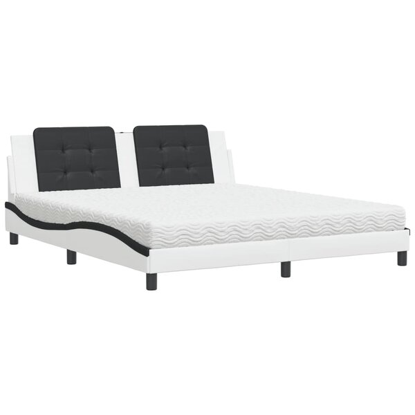 vidaXL Lit avec matelas blanc et noir 180x200 cm similicuir