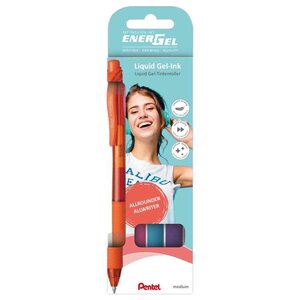 Stylo roller à encre gel energel x bl107  kit de 4 pentel