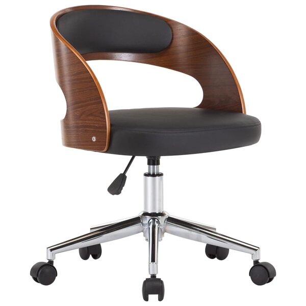vidaXL Chaise pivotante à dîner Noir Bois courbé et similicuir