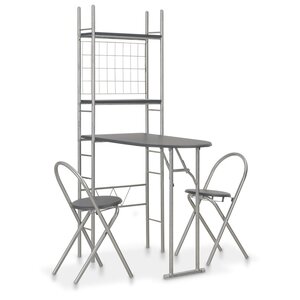 vidaXL Ensemble à dîner pliant 3 Pièces et étagère de rangement MDF acier