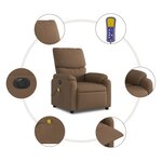 vidaXL Fauteuil inclinable de massage électrique marron tissu