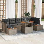 Ensemble de Canapés de Jardin 8 Pièces avec Coussins Gris Poly Rattan vidaXL