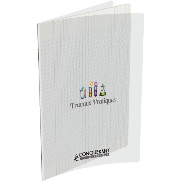Cahier travaux pratiques 96 pages (48 seyès 90 g + 48 dessin 120 g)  pp incolore  21 x 29 7 cm  CONQUERANT
