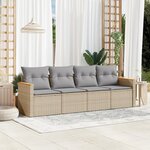 vidaXL Salon de jardin avec coussins 4Pièces mélange beige résine tressée