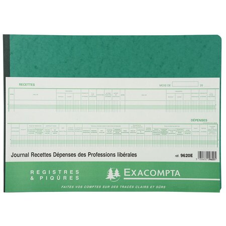 Journal de recettes et dépenses des professions libérales, 80 pages, 27 x 38 cm