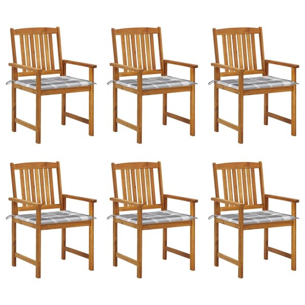 vidaXL Chaises de jardin avec coussins 6 Pièces Bois d'acacia massif