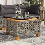 vidaXL Table de jardin gris 55x55x36 cm résine tressée et bois acacia