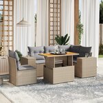 vidaXL Salon de jardin avec coussins 6 Pièces beige résine tressée